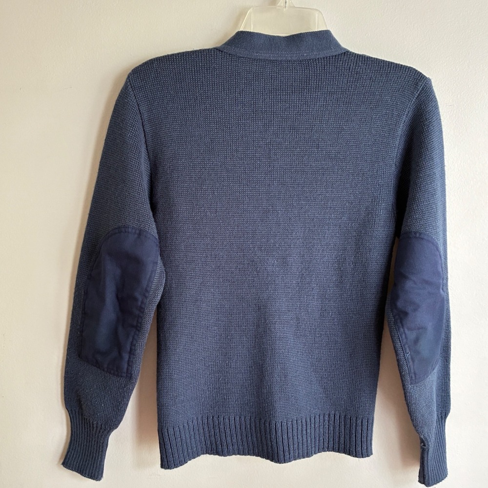 Military Equipment Cardigan Sweater Mens 30R Blue Epaulets Elbow Patch Utility - Picture 2 of 11
